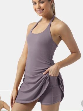 Halara Halter Workout Dress XS In My Feels Everyday Cloudful 2-in-1 Purple
